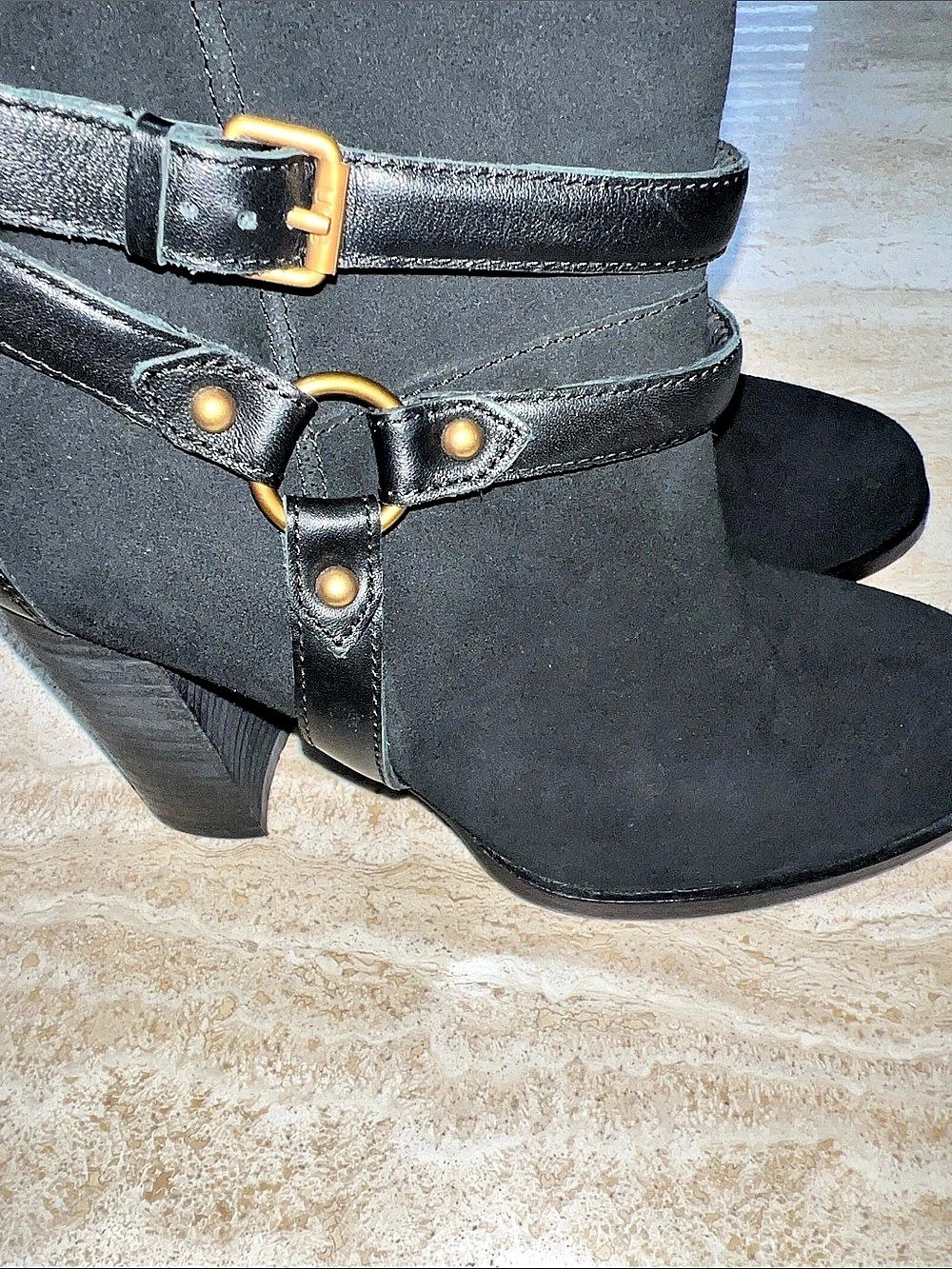 Black Buckle Heeled Boots US 8.5